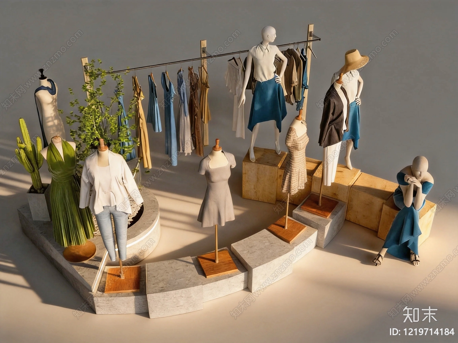 北欧服装展厅3D模型渲染效果图