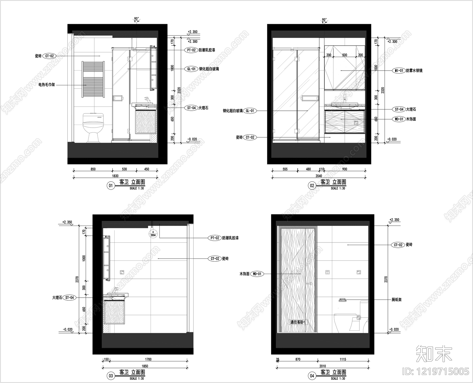 卫生间cad施工图下载【ID:1219715005】
