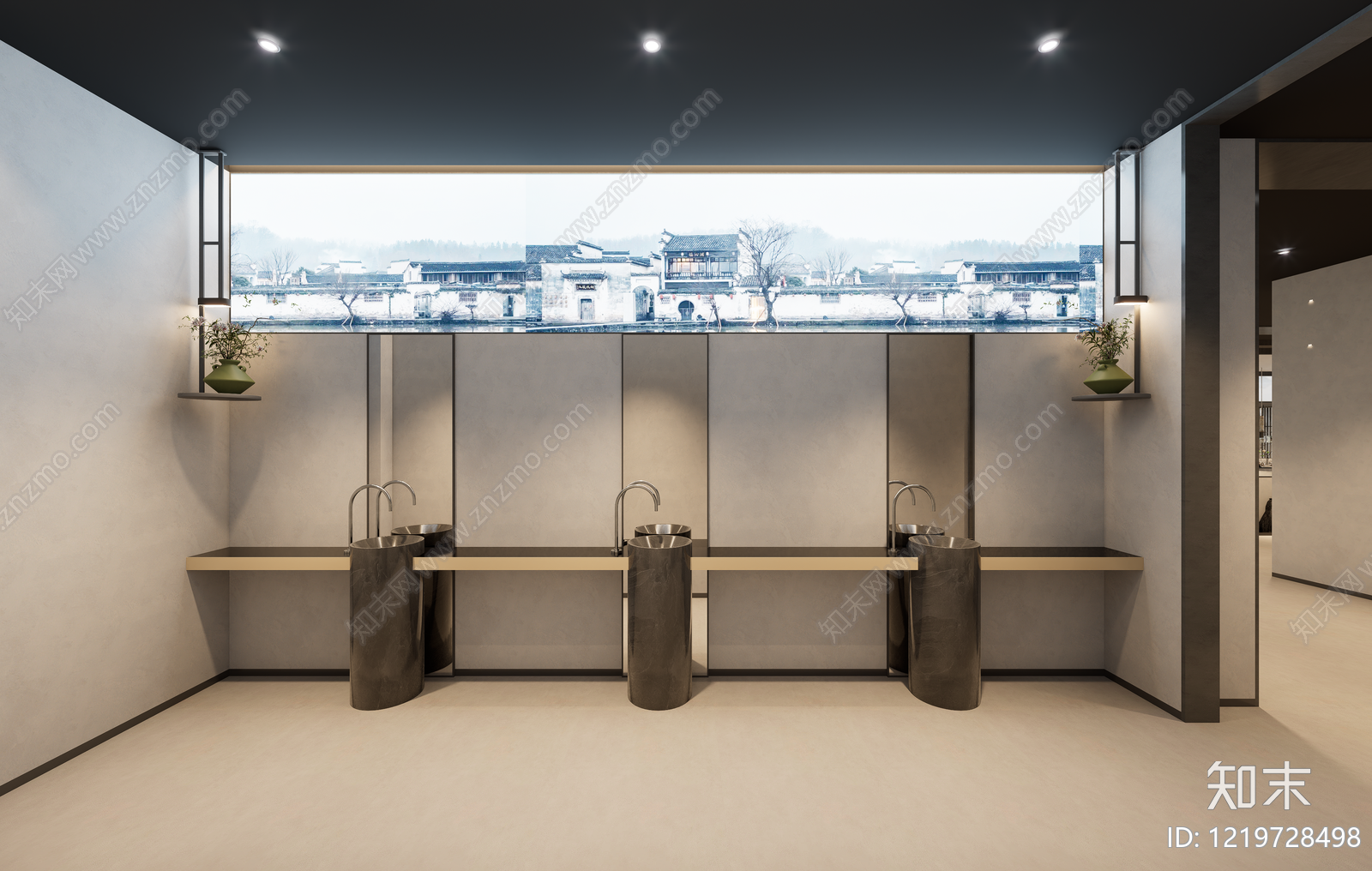 新中式酒店卫生间SU模型下载【ID:1219728498】