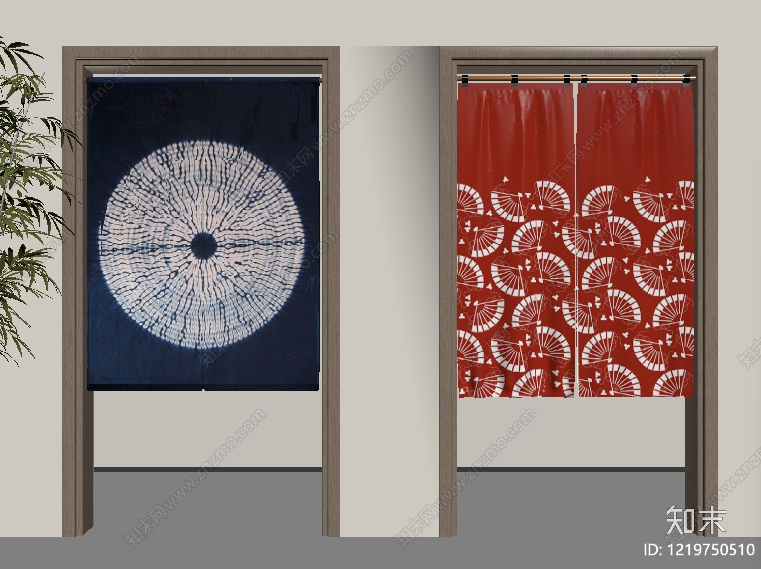 日式窗帘SU模型下载【ID:1219750510】