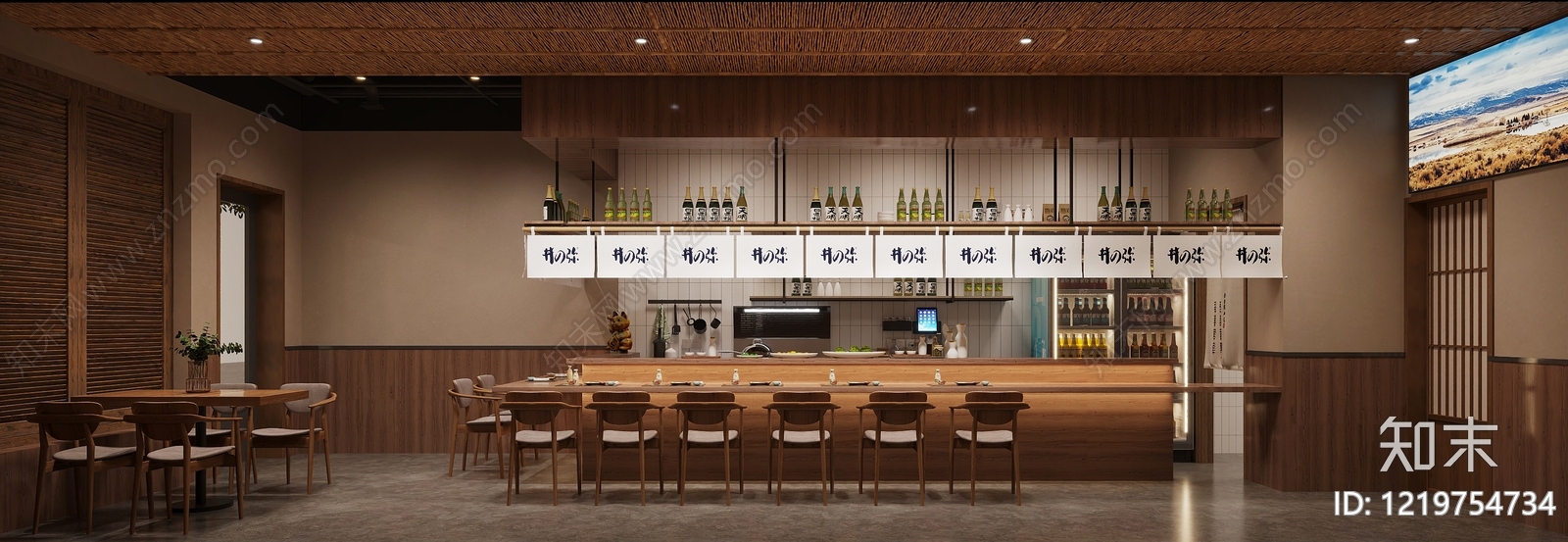 日式日料店3D模型渲染效果图