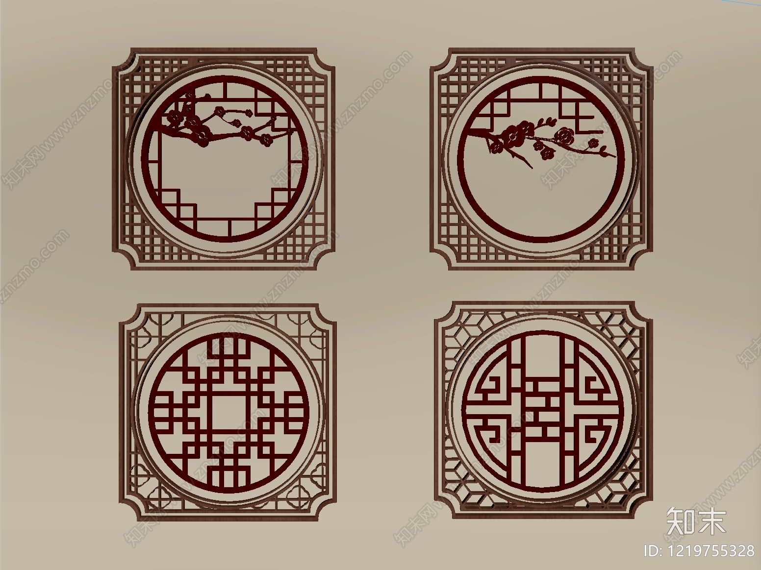 新中式镂空窗SU模型下载【ID:1219755328】
