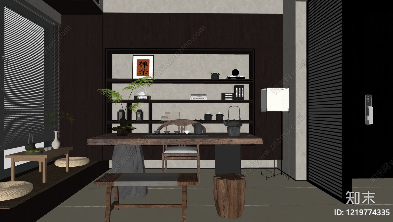 禅意新中式茶室SU模型下载【ID:1219774335】