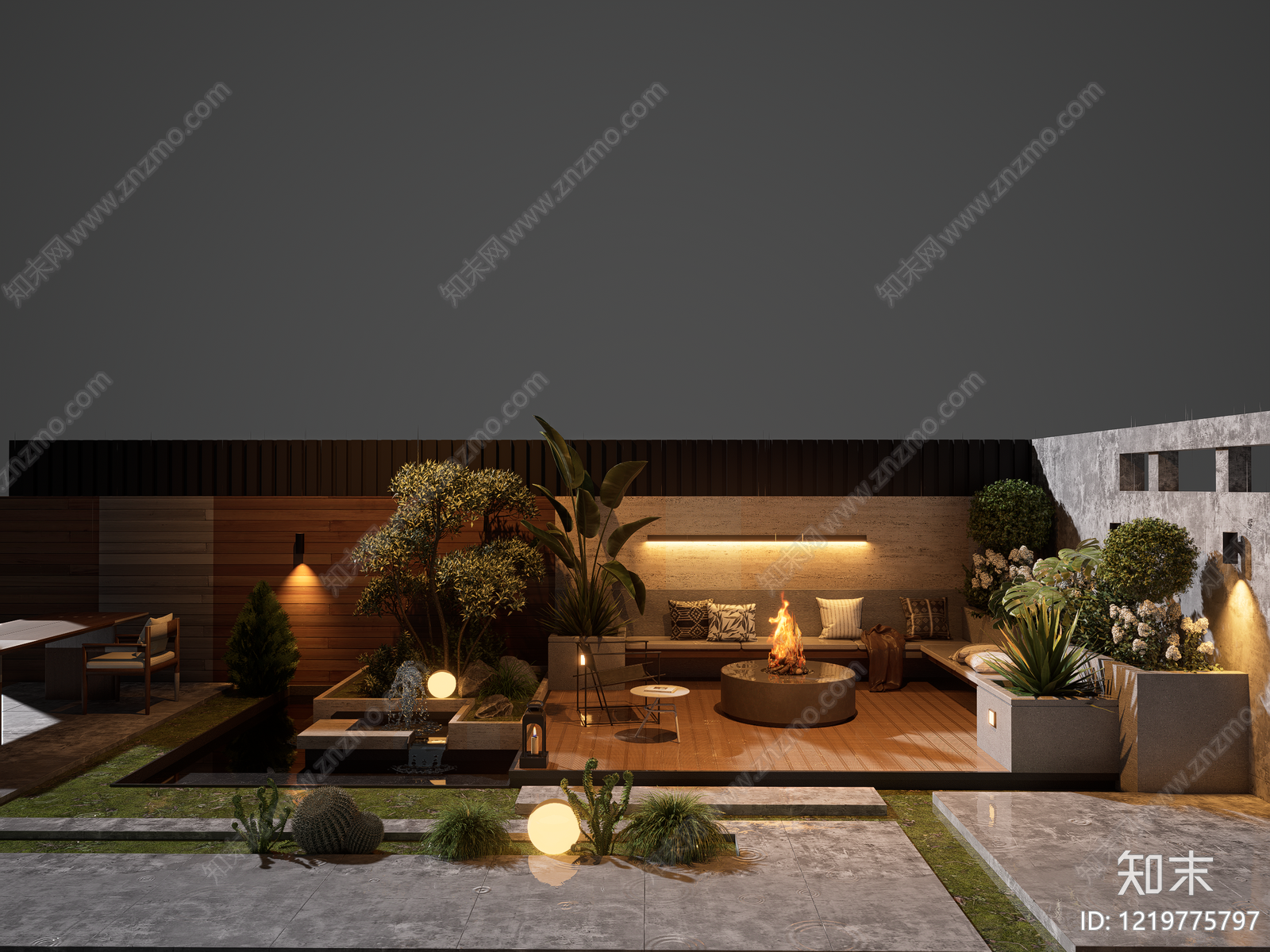 现代简约屋顶花园SU模型草图