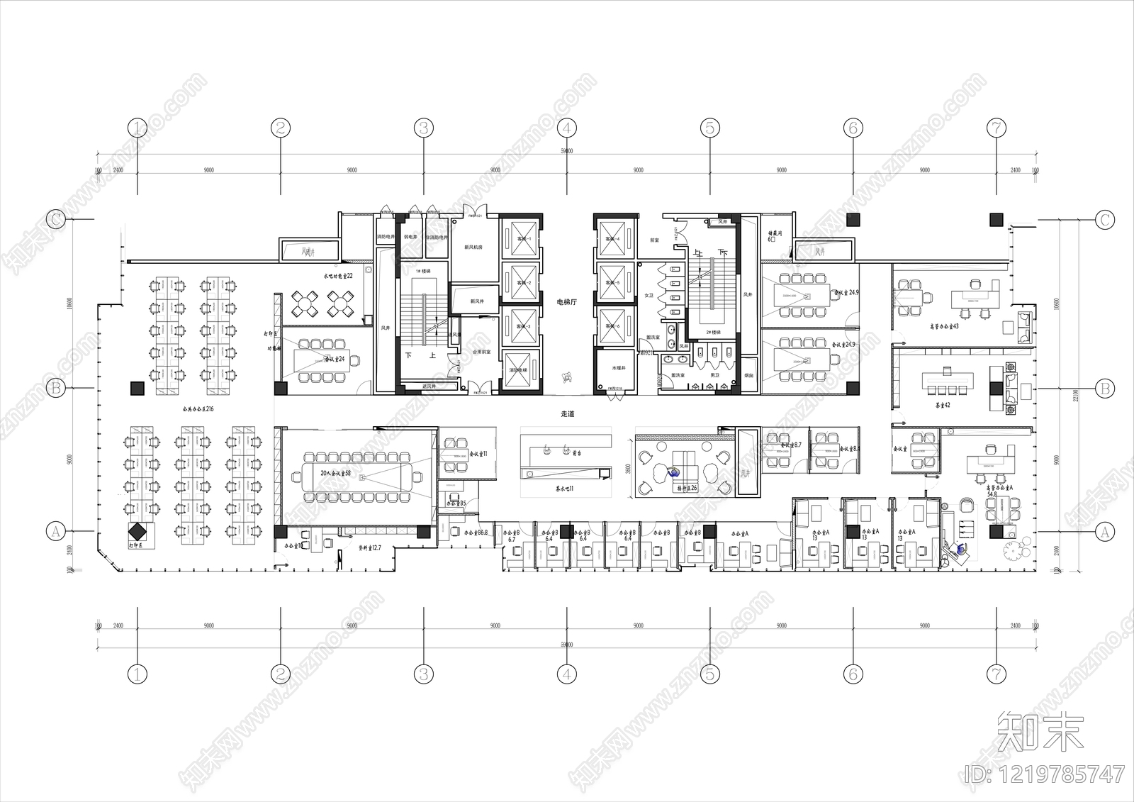整体办公空间cad施工图下载【ID:1219785747】