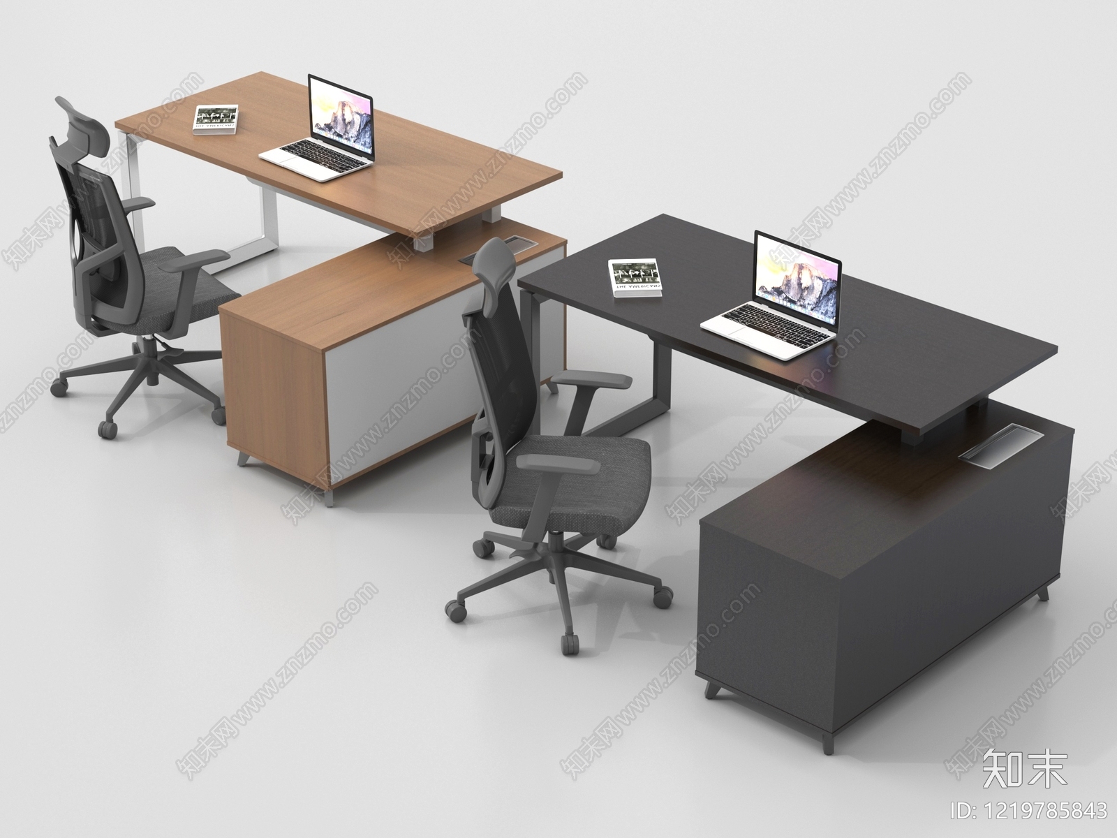 现代简约办公桌椅3D模型渲染效果图