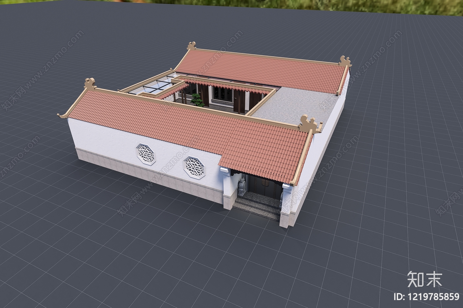 新中式四合院3D模型下载【ID:1219785859】