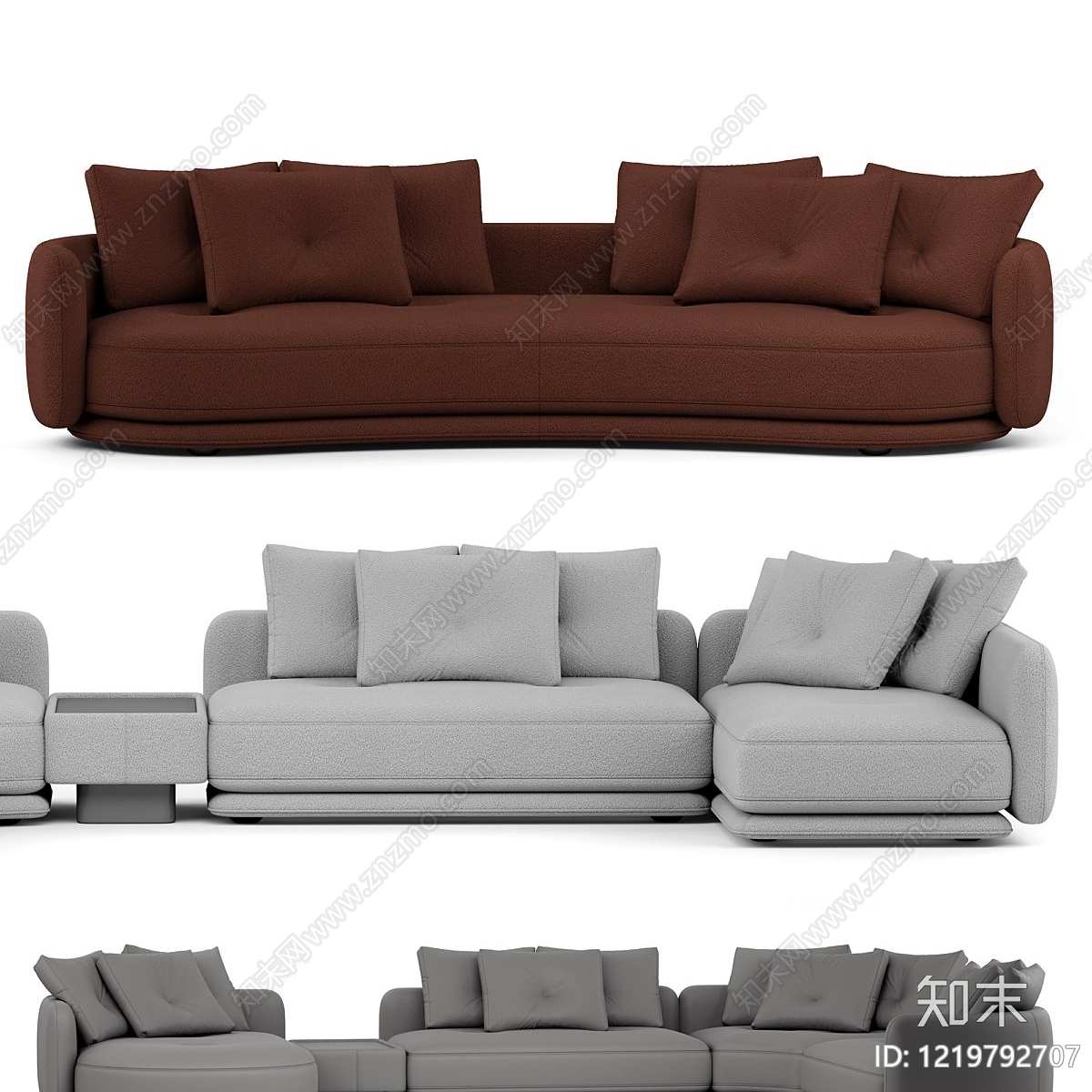 意式极简多人沙发3D模型下载【ID:1219792707】
