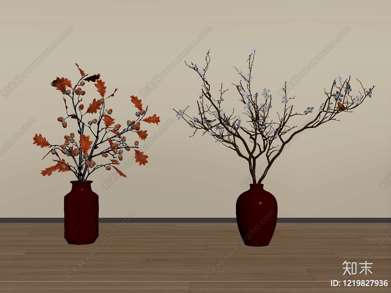 新中式花艺SU模型下载【ID:1219827936】