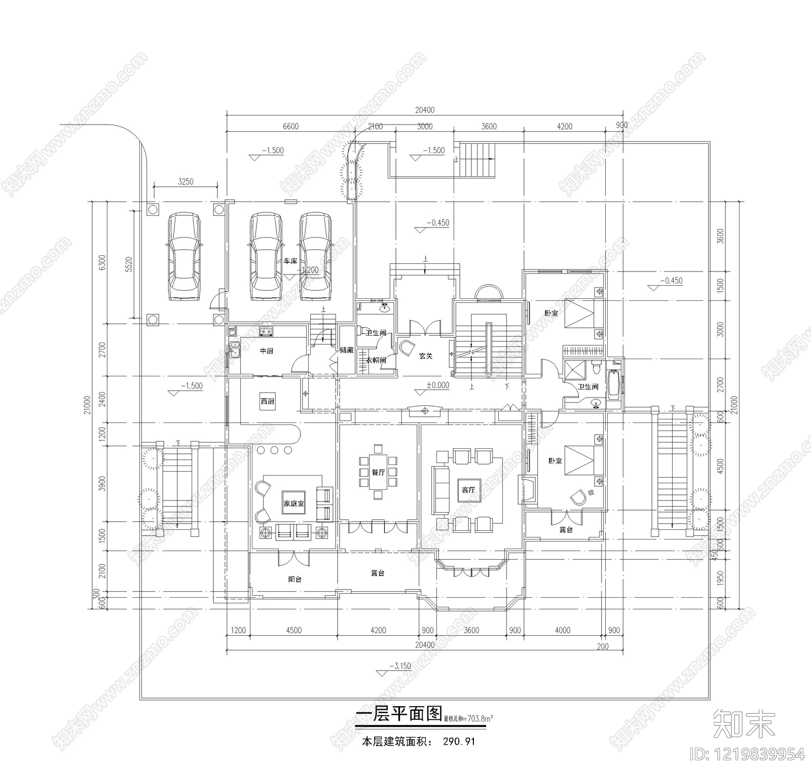 别墅建筑cad施工图下载【ID:1219839954】