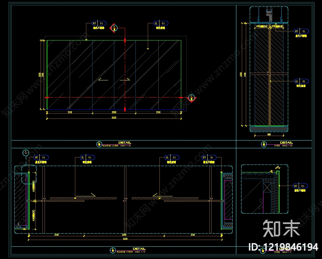 玻璃门节点cad施工图下载【ID:1219846194】