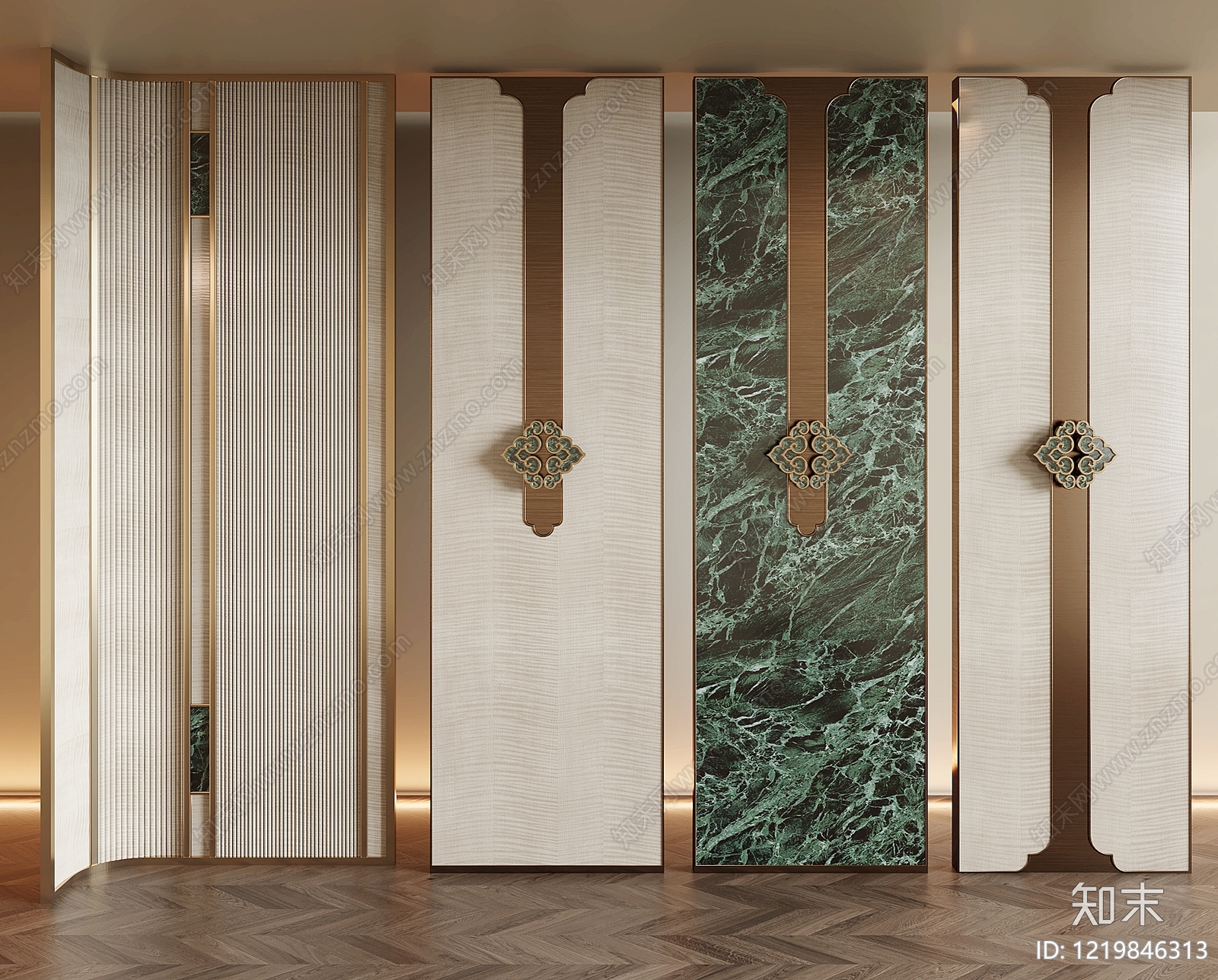 新中式护墙板SU模型下载【ID:1219846313】