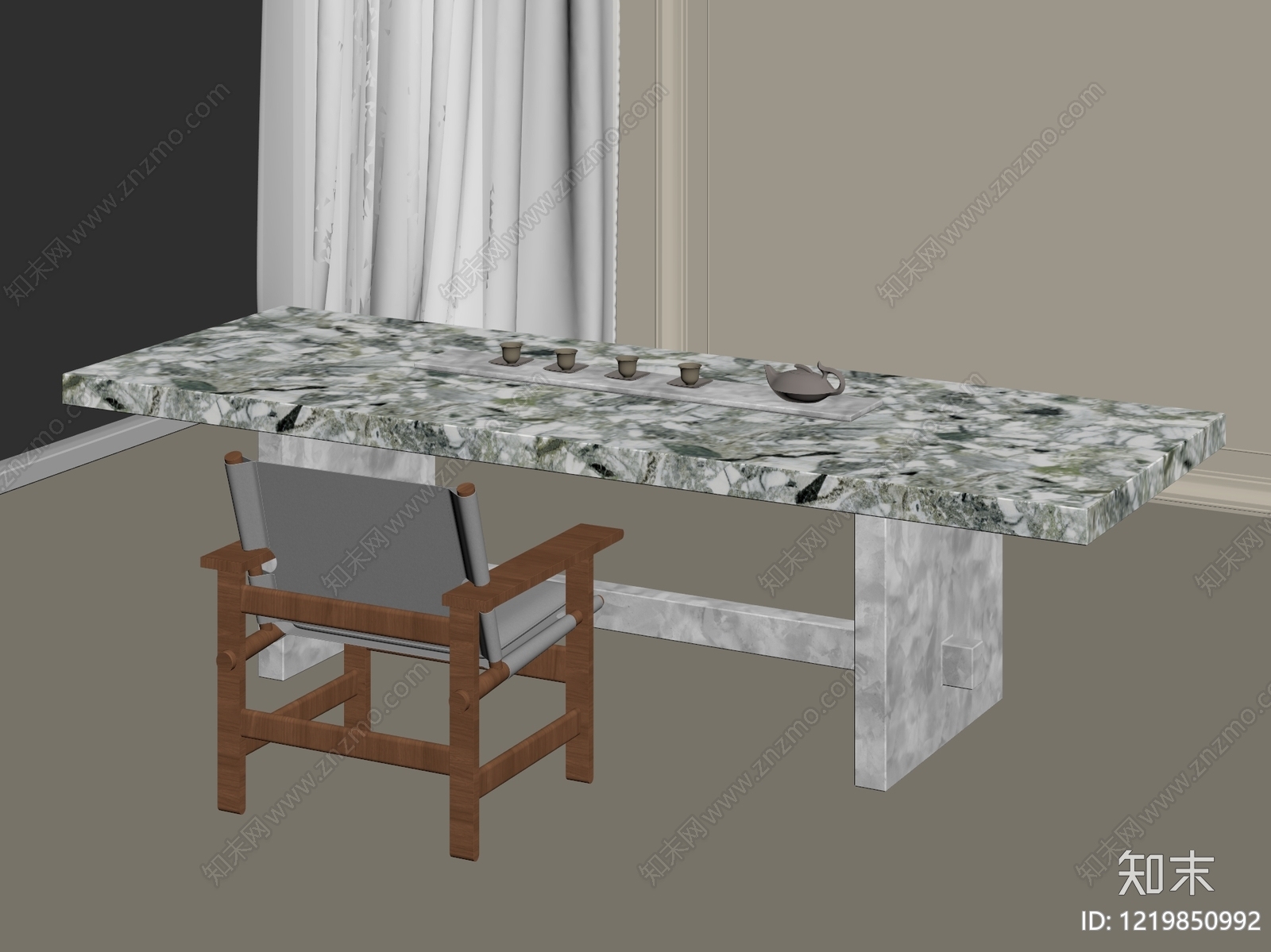 极简茶桌椅3D模型下载【ID:1219850992】