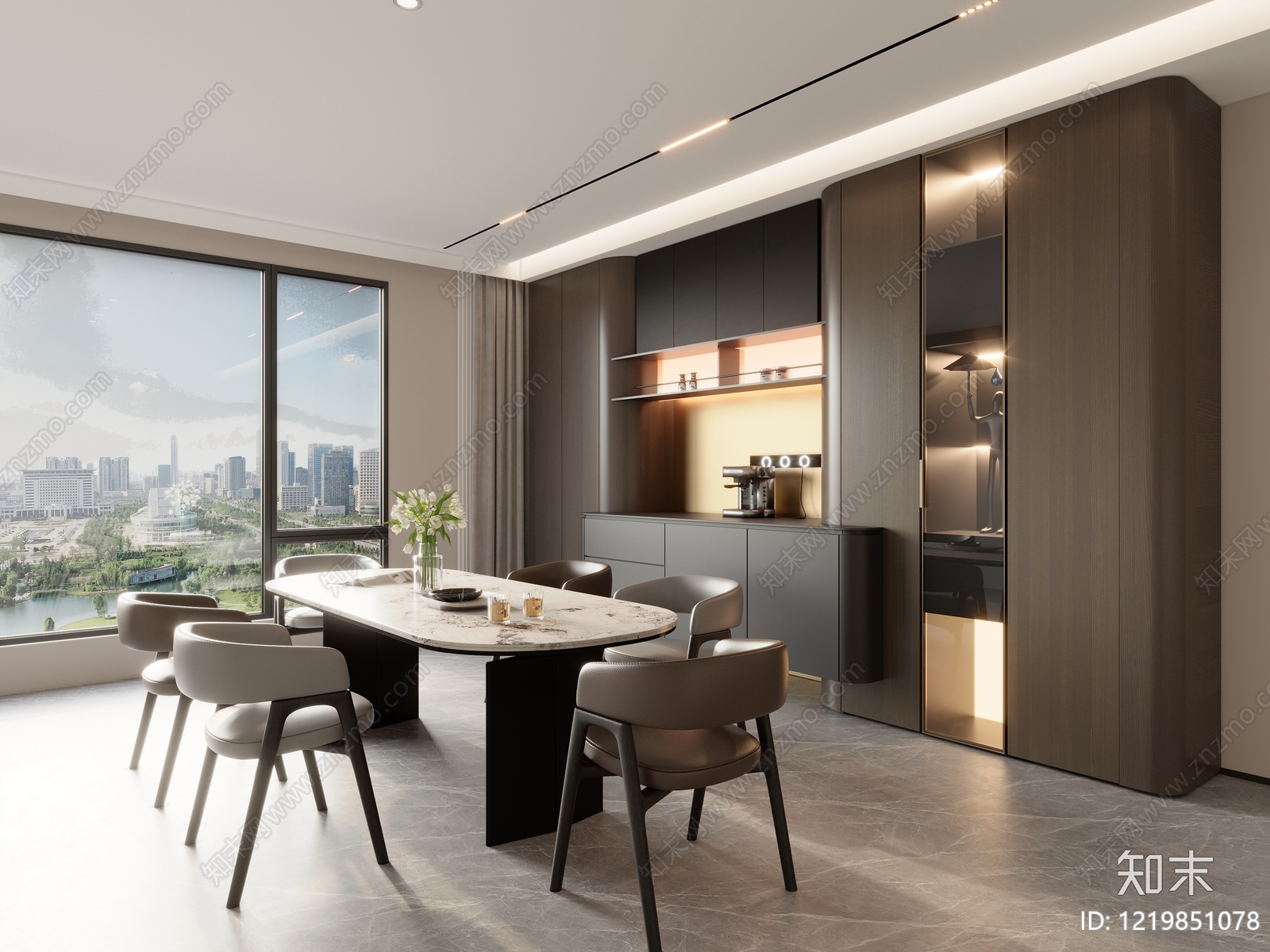 意式极简家居餐厅3D模型渲染效果图
