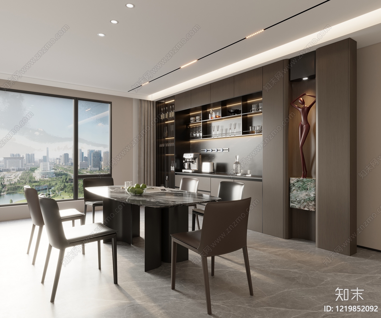意式极简家居餐厅3D模型渲染效果图