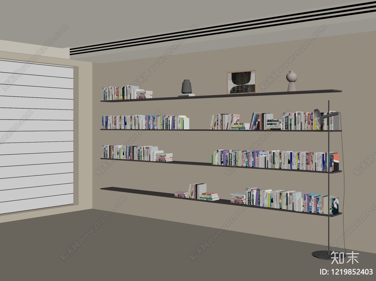 极简主义书柜3D模型下载【ID:1219852403】