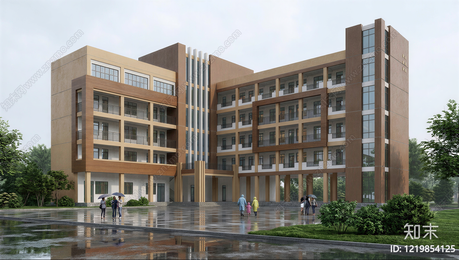 现代主义学校建筑SU模型下载【ID:1219854125】