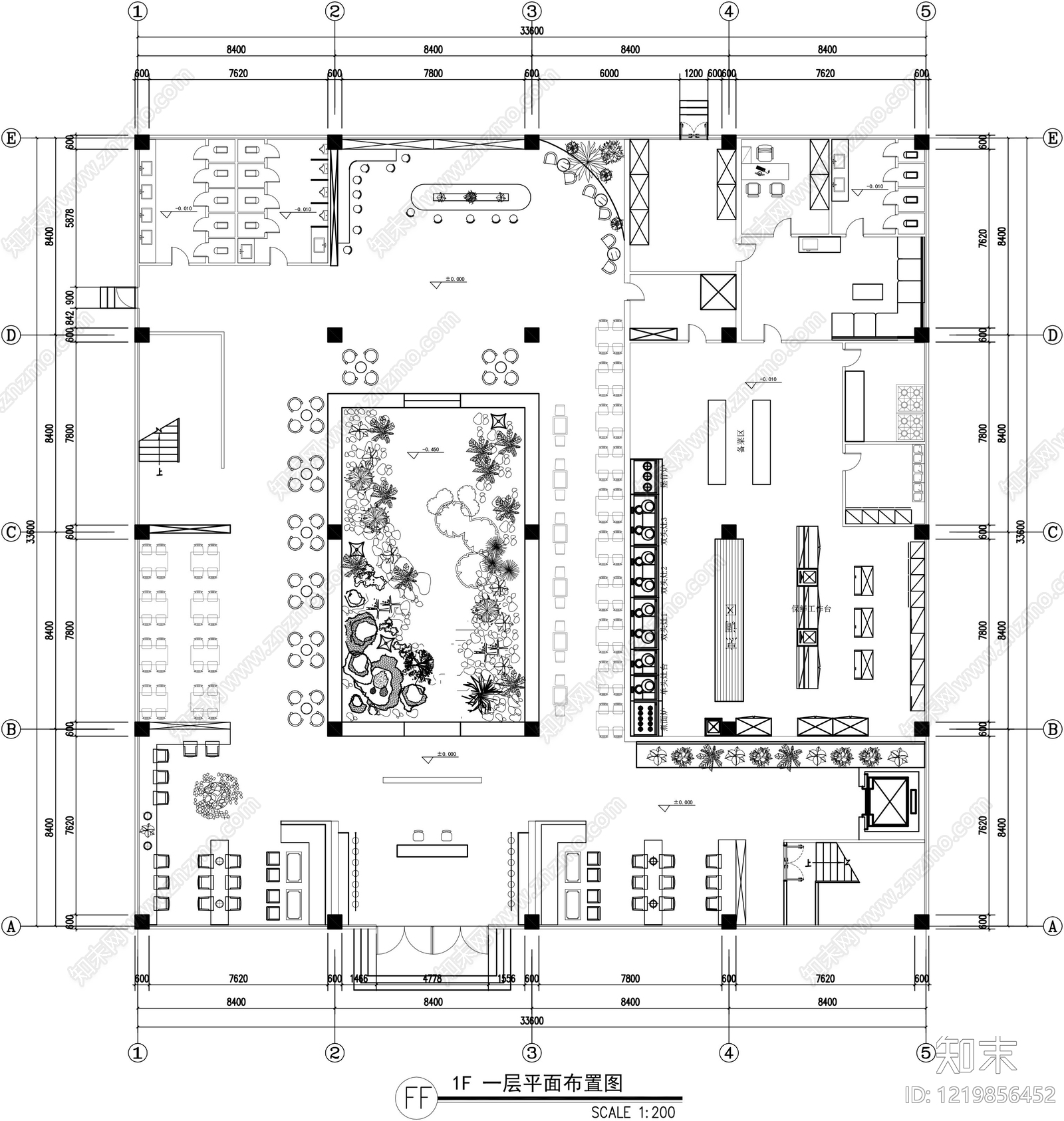 中餐厅cad施工图下载【ID:1219856452】