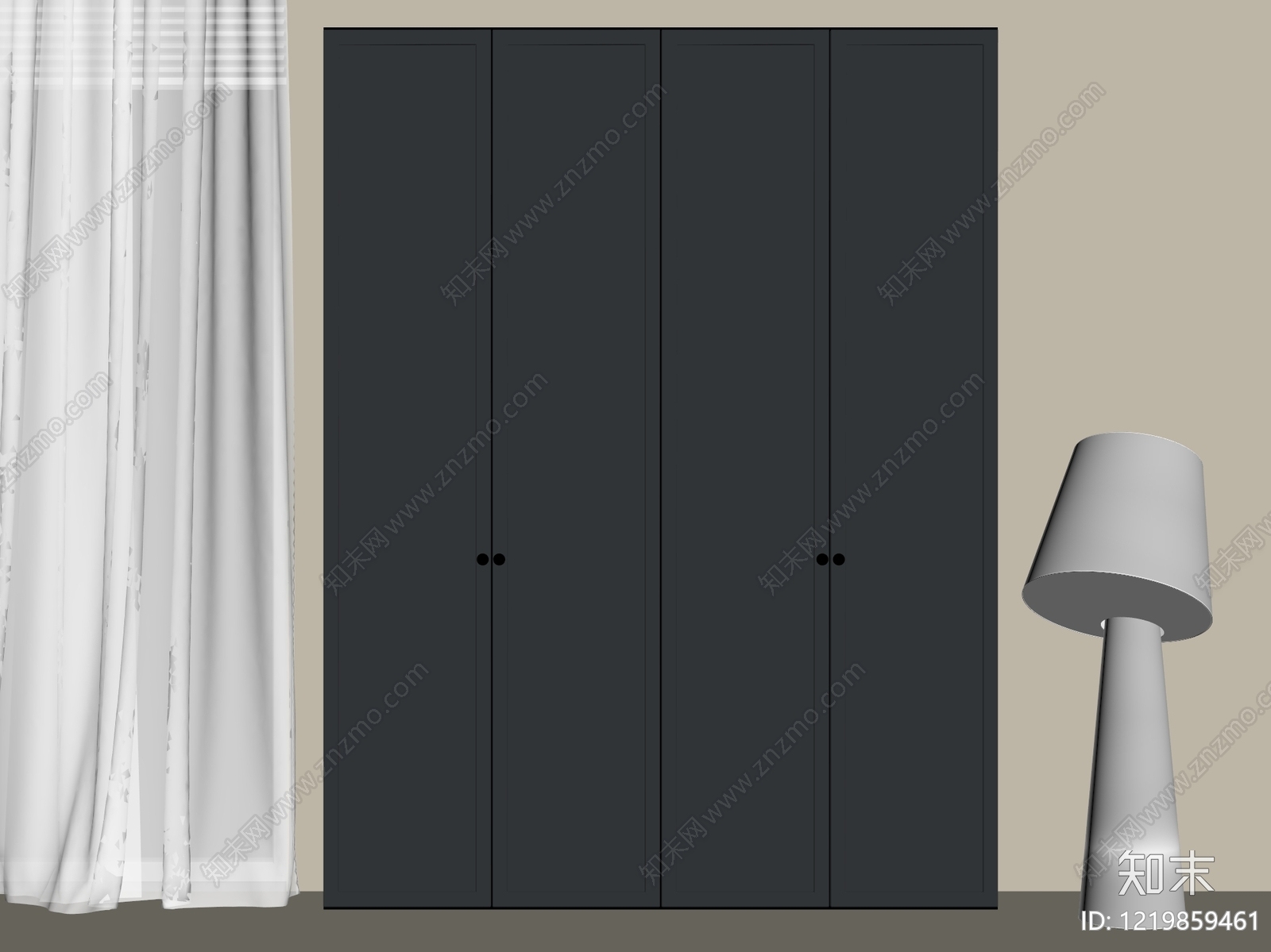 极简衣柜3D模型下载【ID:1219859461】