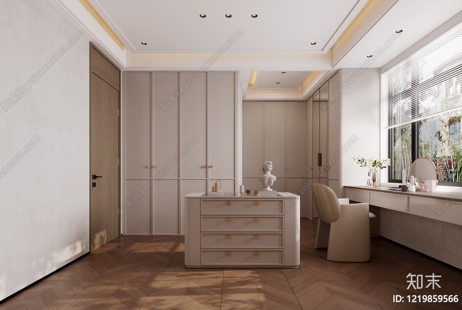 奶油风衣帽间3D模型下载【ID:1219859566】