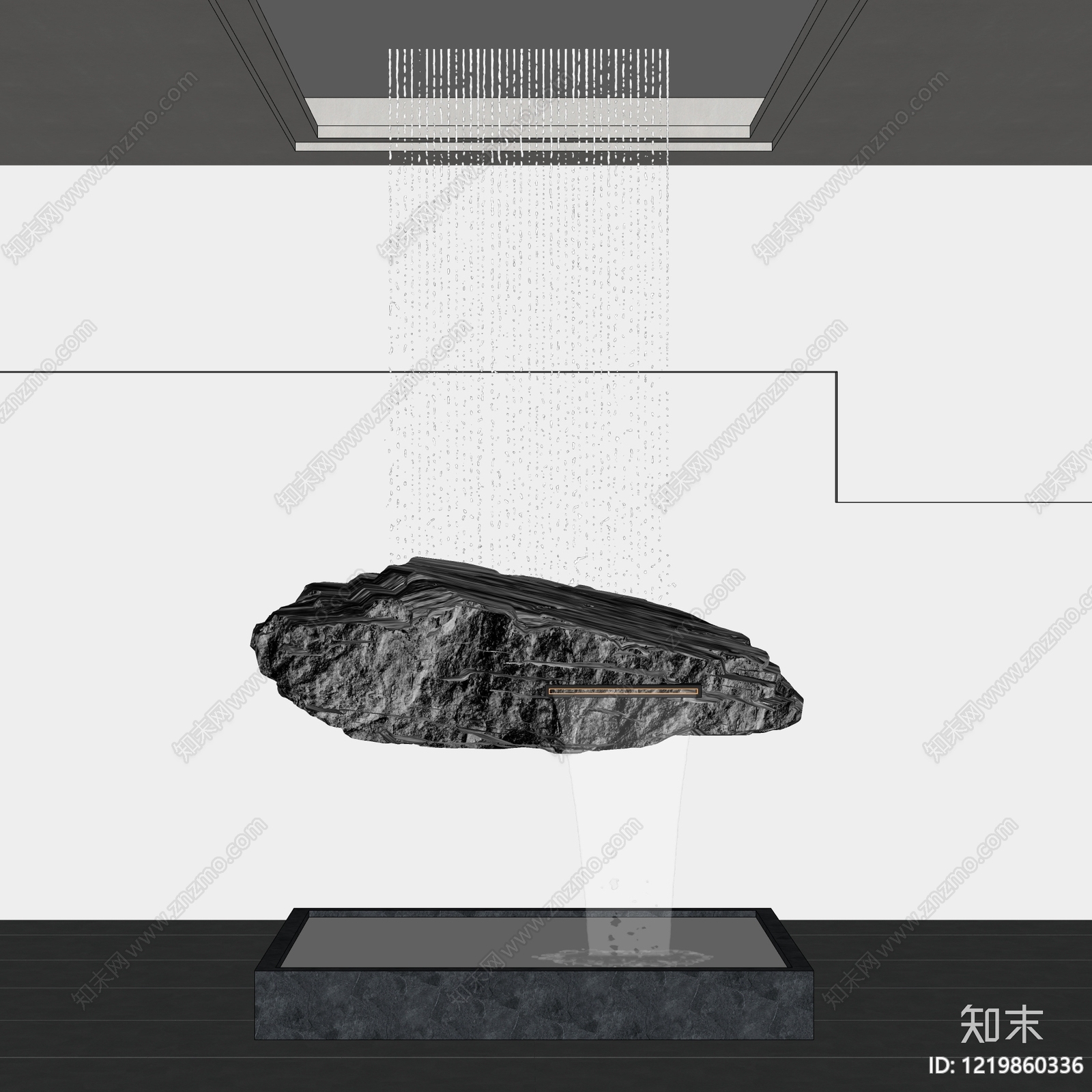 禅意水幕装置SU模型下载【ID:1219860336】