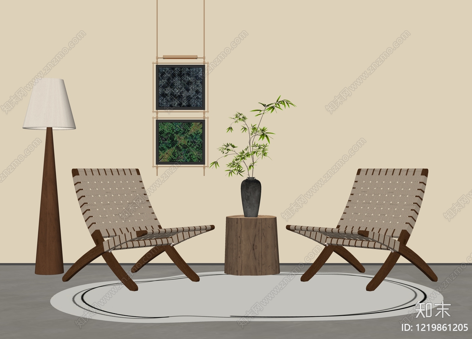 侘寂休闲桌椅SU模型下载【ID:1219861205】