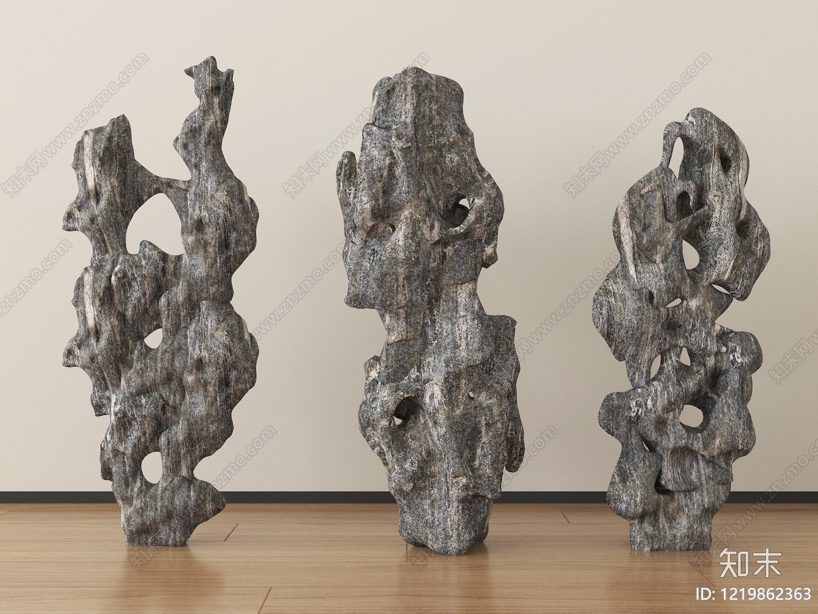 新中式雕塑摆件3D模型渲染效果图