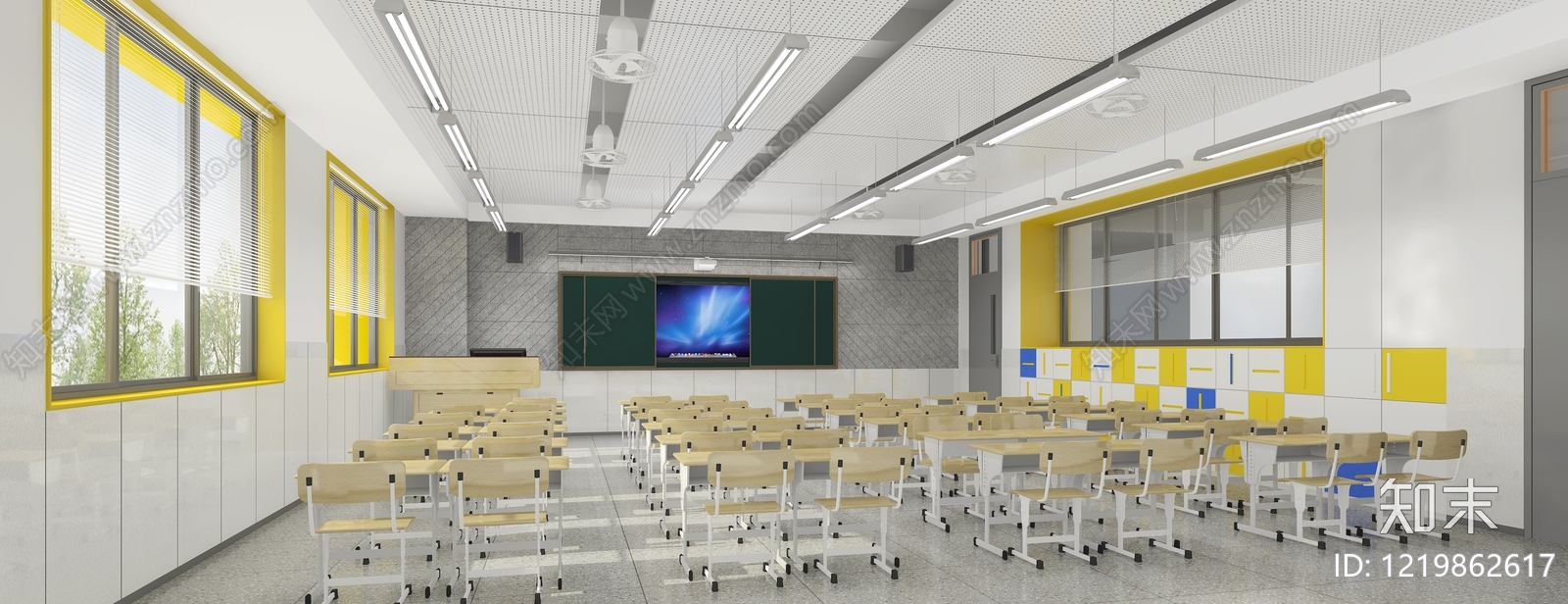 现代简约教室3D模型下载【ID:1219862617】