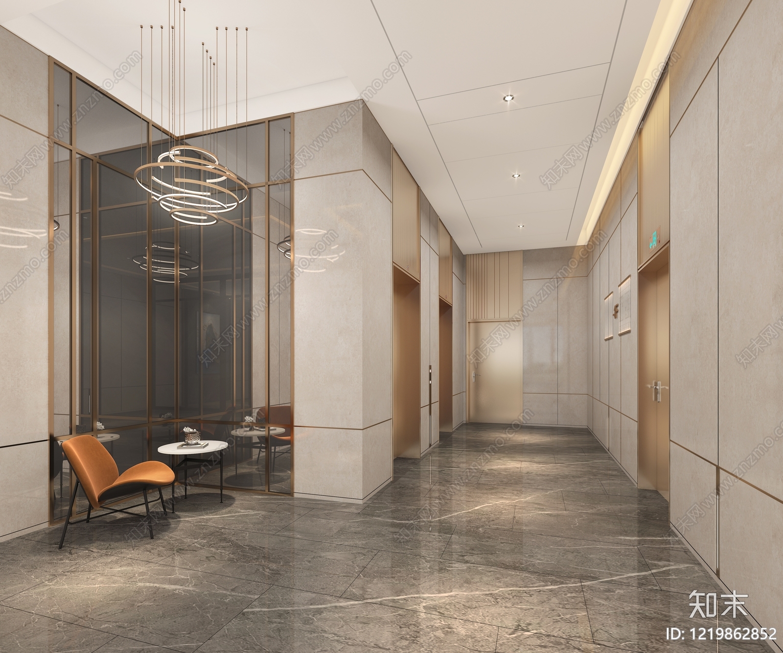 现代轻奢电梯间3D模型下载【ID:1219862852】