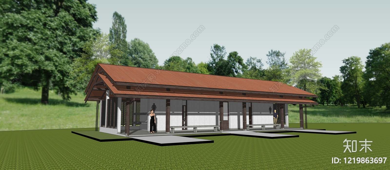 新中式小公建SU模型下载【ID:1219863697】