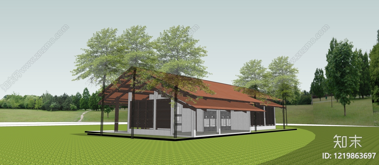 新中式小公建SU模型下载【ID:1219863697】