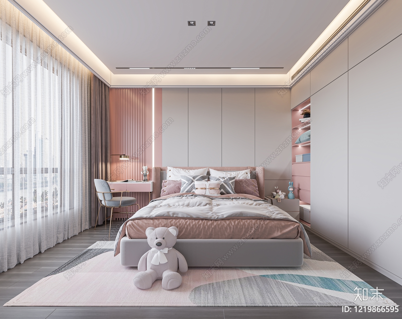 现代简约女孩房3D模型下载【ID:1219866595】