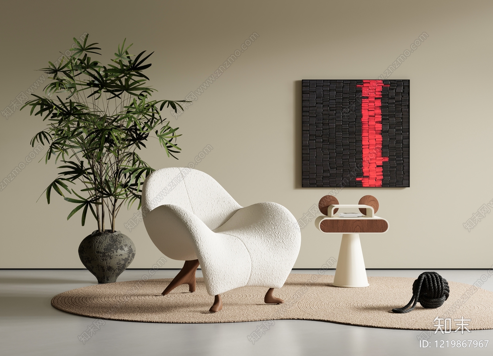 现代简约单人沙发SU模型下载【ID:1219867967】