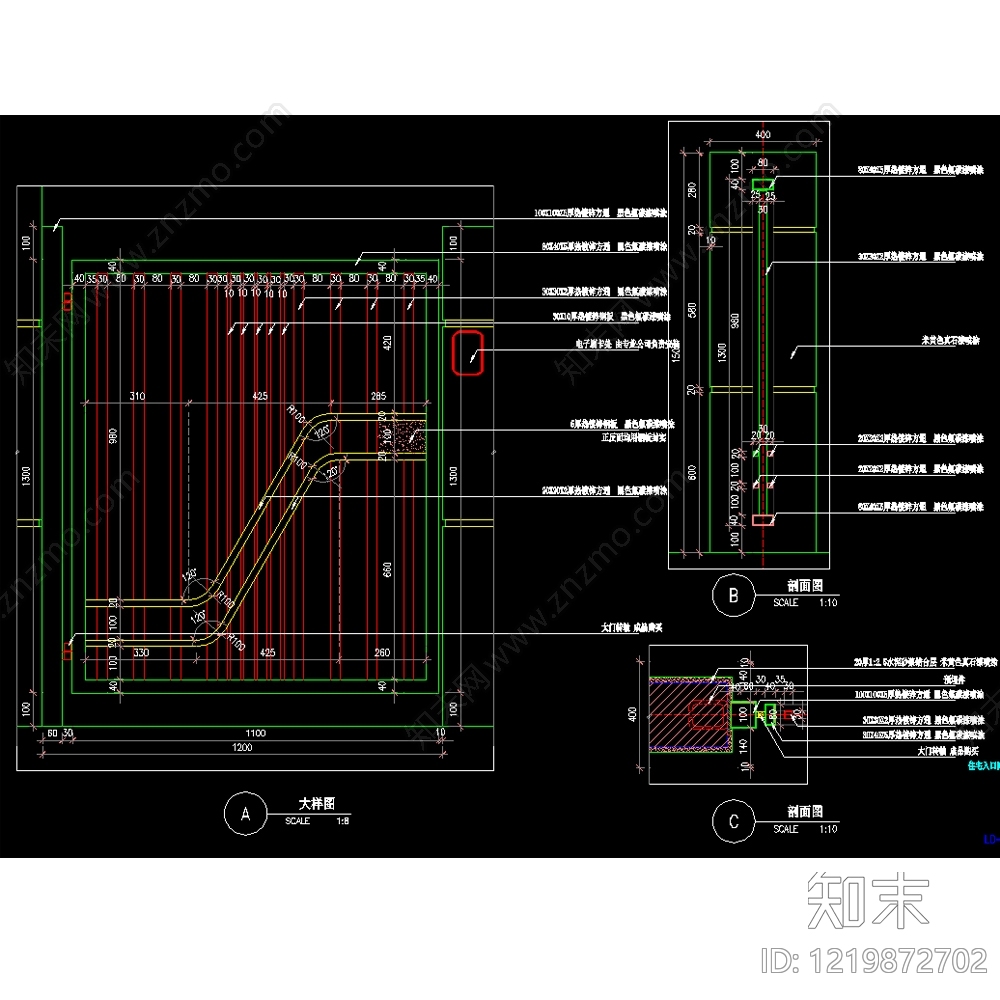 门卫室建筑cad施工图下载【ID:1219872702】