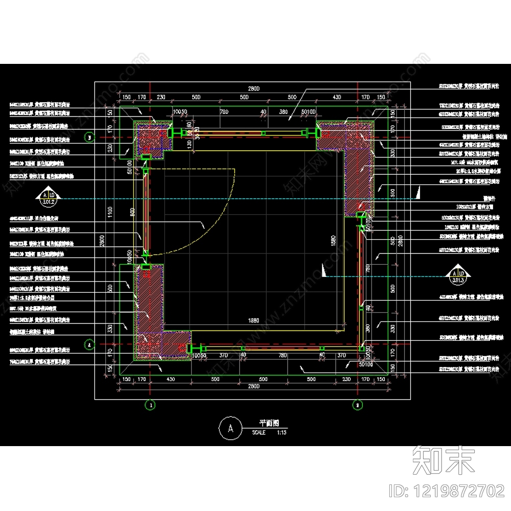门卫室建筑cad施工图下载【ID:1219872702】