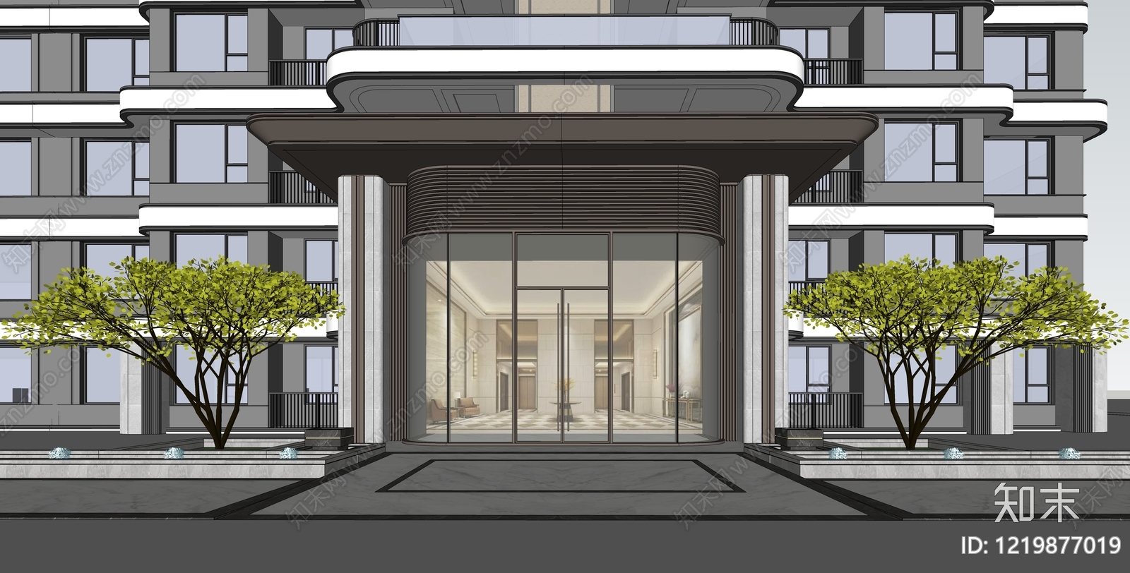 现代主义多层住宅SU模型下载【ID:1219877019】