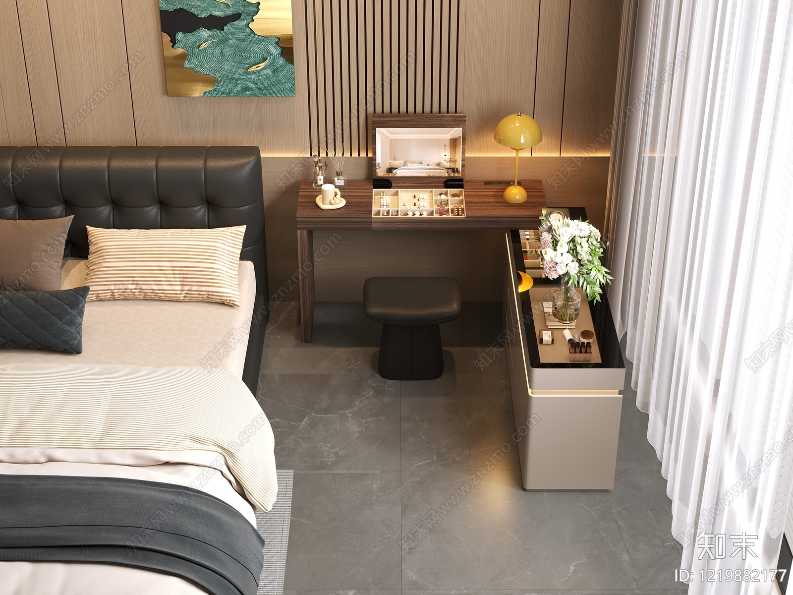 现代轻奢梳妆台3D模型下载【ID:1219882177】