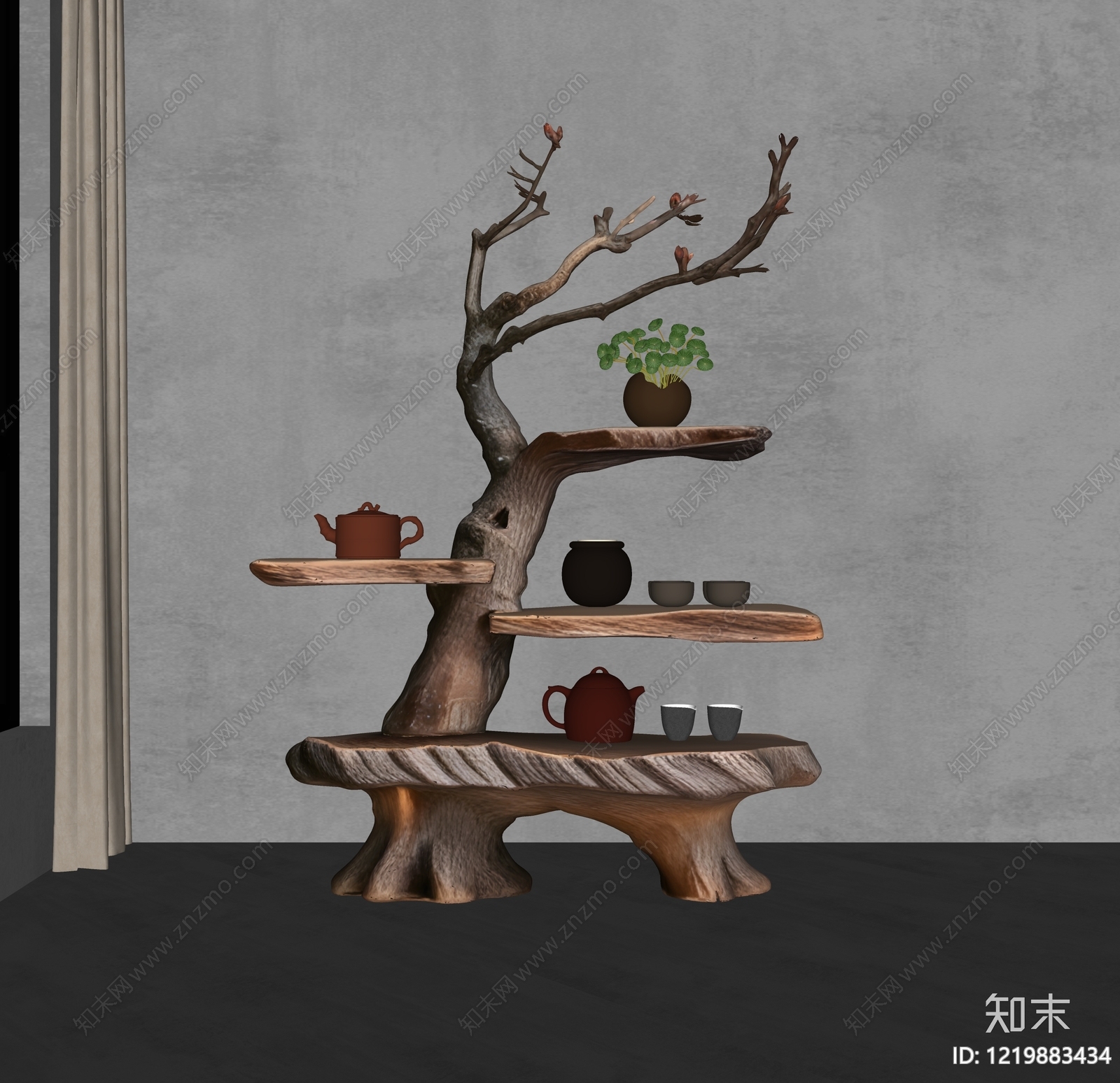 禅意博古架SU模型下载【ID:1219883434】