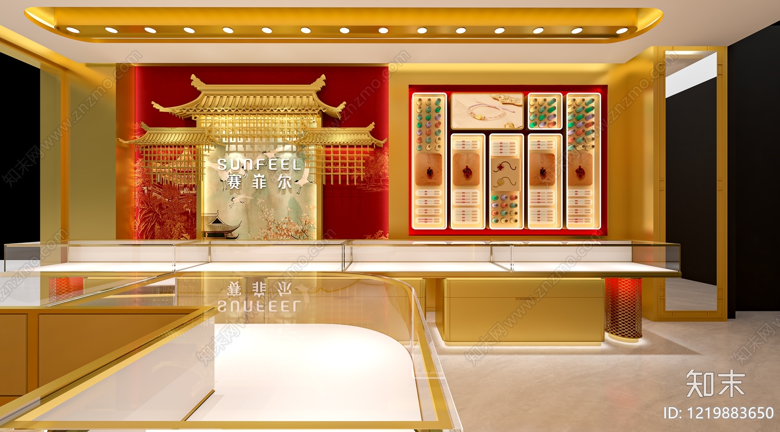 新中式珠宝店3D模型下载【ID:1219883650】