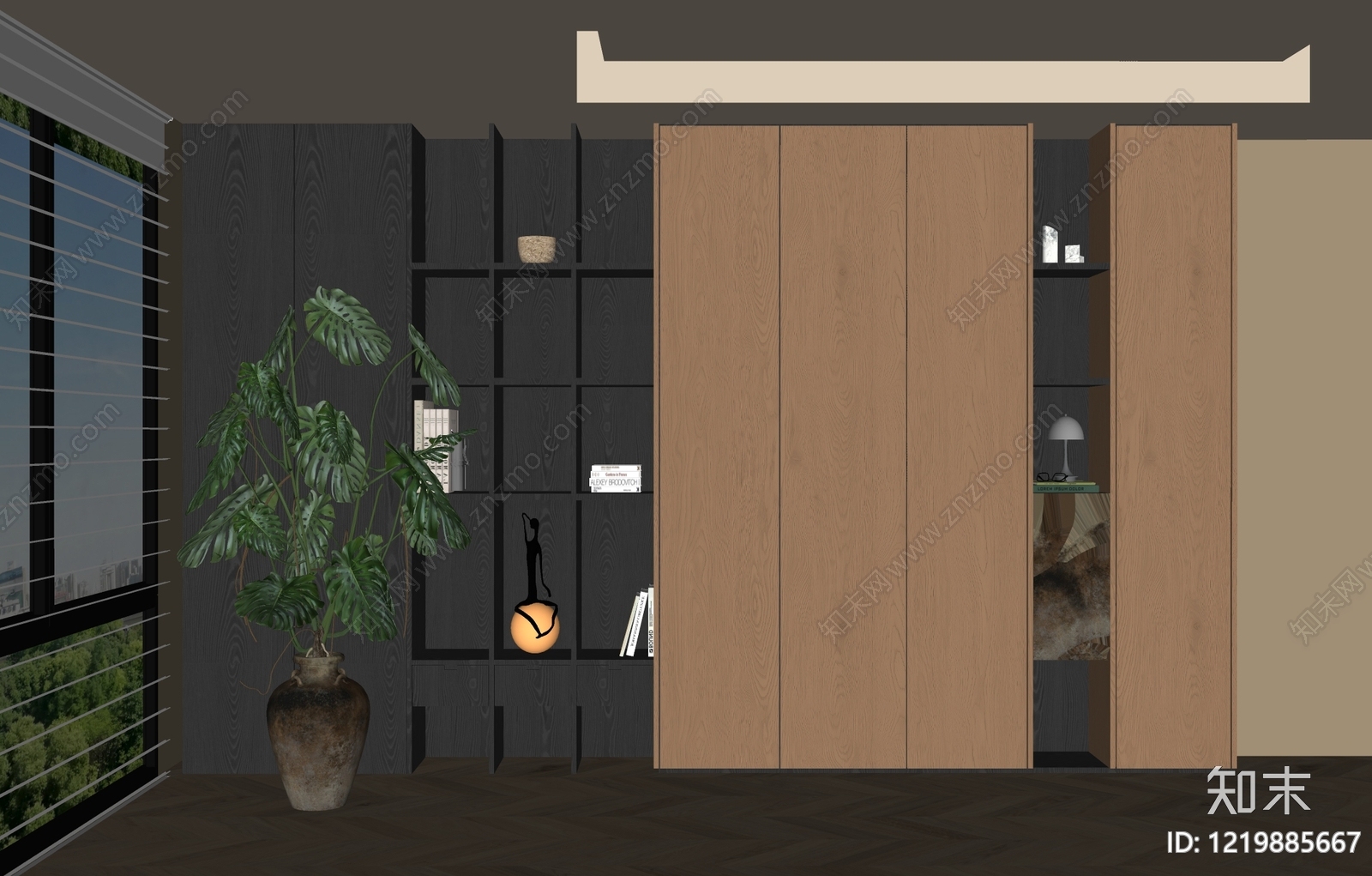 现代书柜SU模型下载【ID:1219885667】