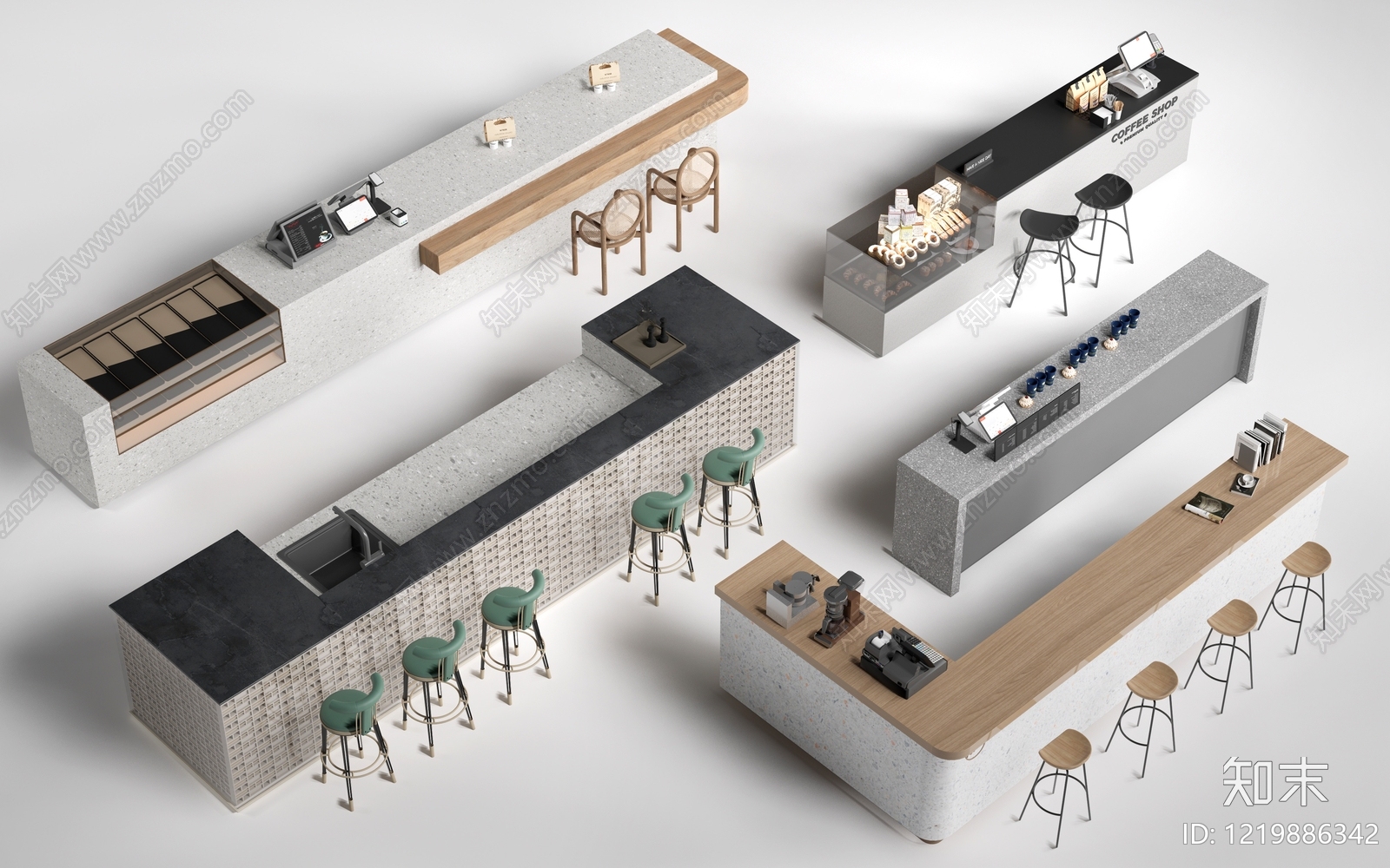 现代简约收银台3D模型渲染效果图