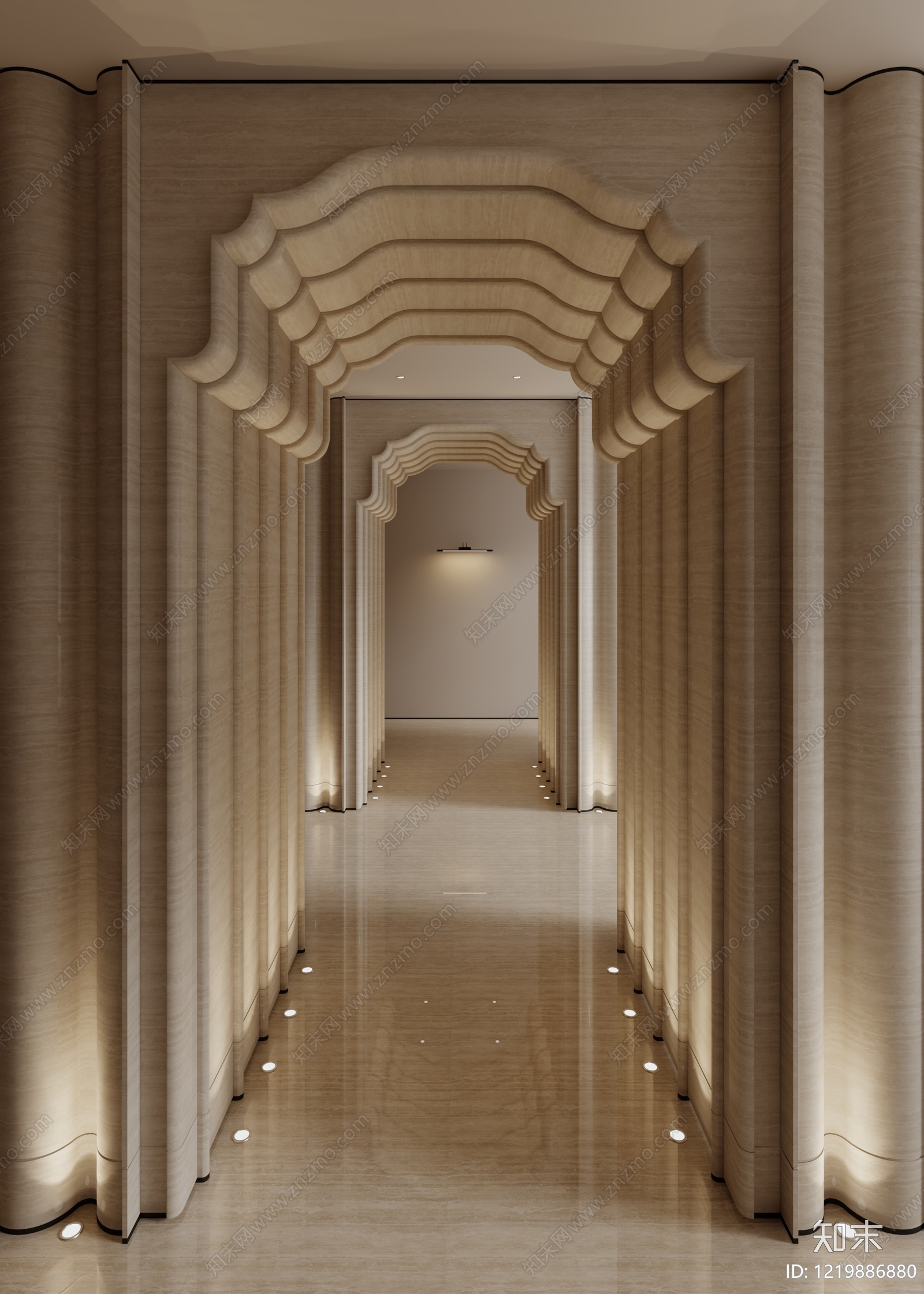 极简主义酒店走廊3D模型下载【ID:1219886880】