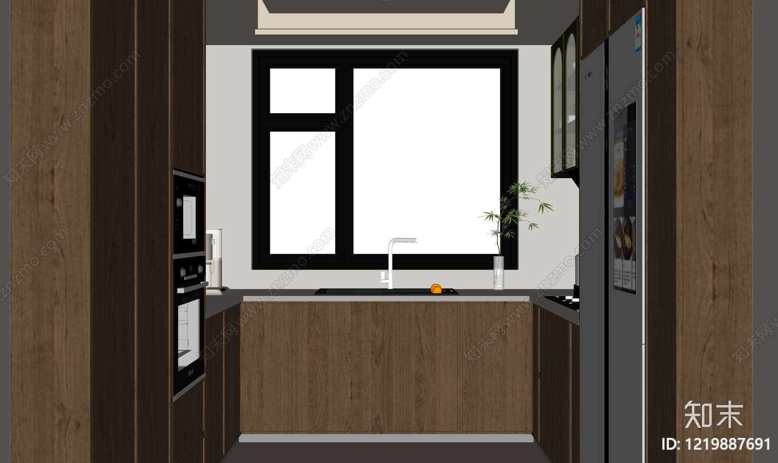 现代封闭式厨房SU模型下载【ID:1219887691】