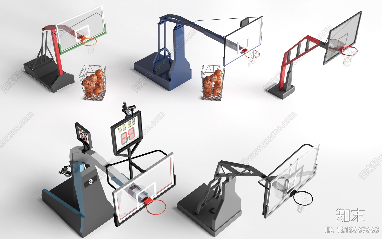 现代工业风篮球场3D模型渲染效果图