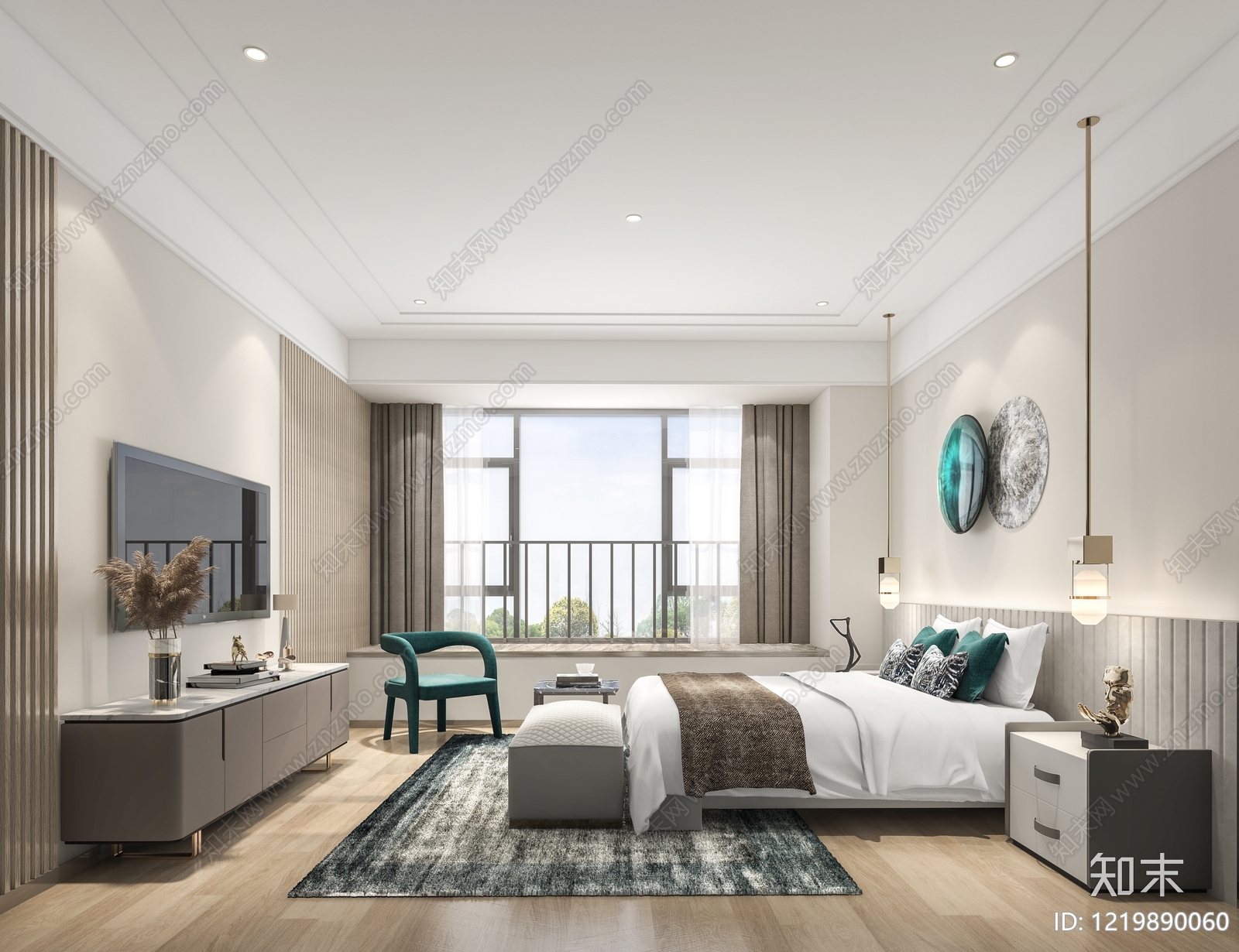 现代简约家居客厅3D模型下载【ID:1219890060】
