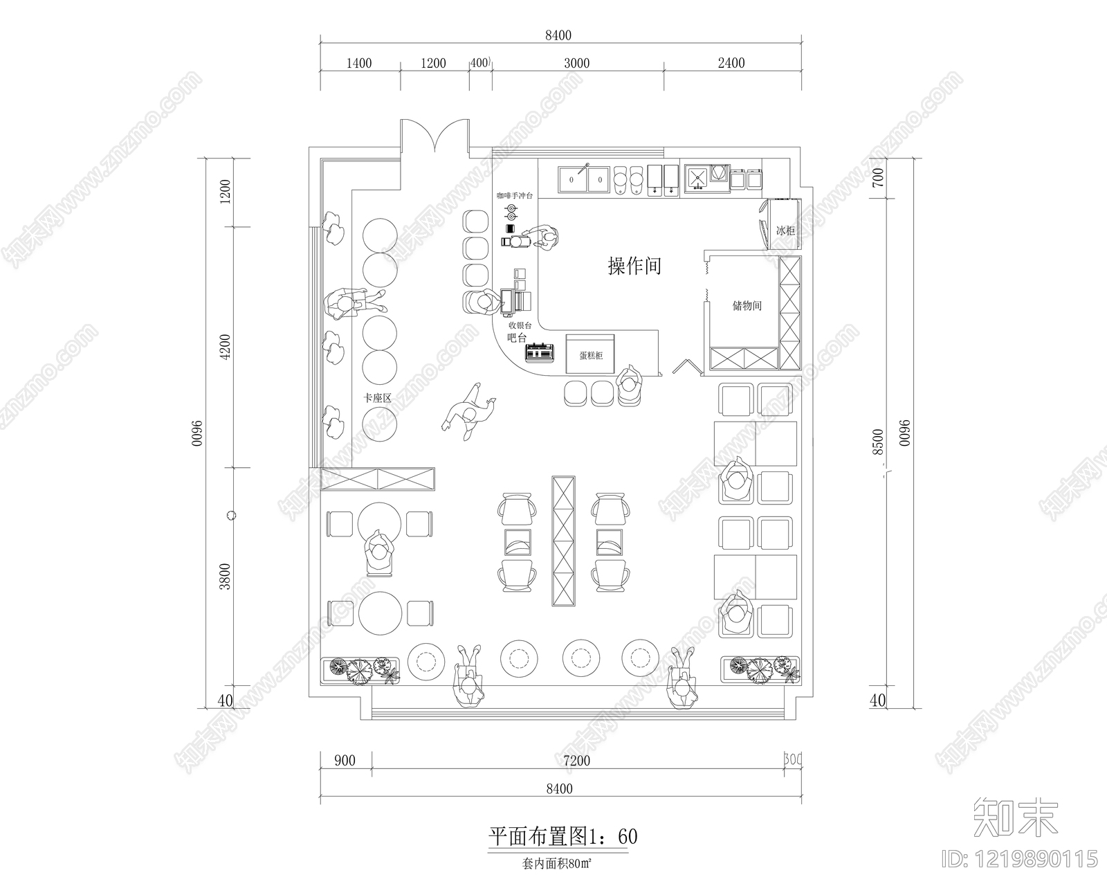 咖啡厅cad施工图下载【ID:1219890115】