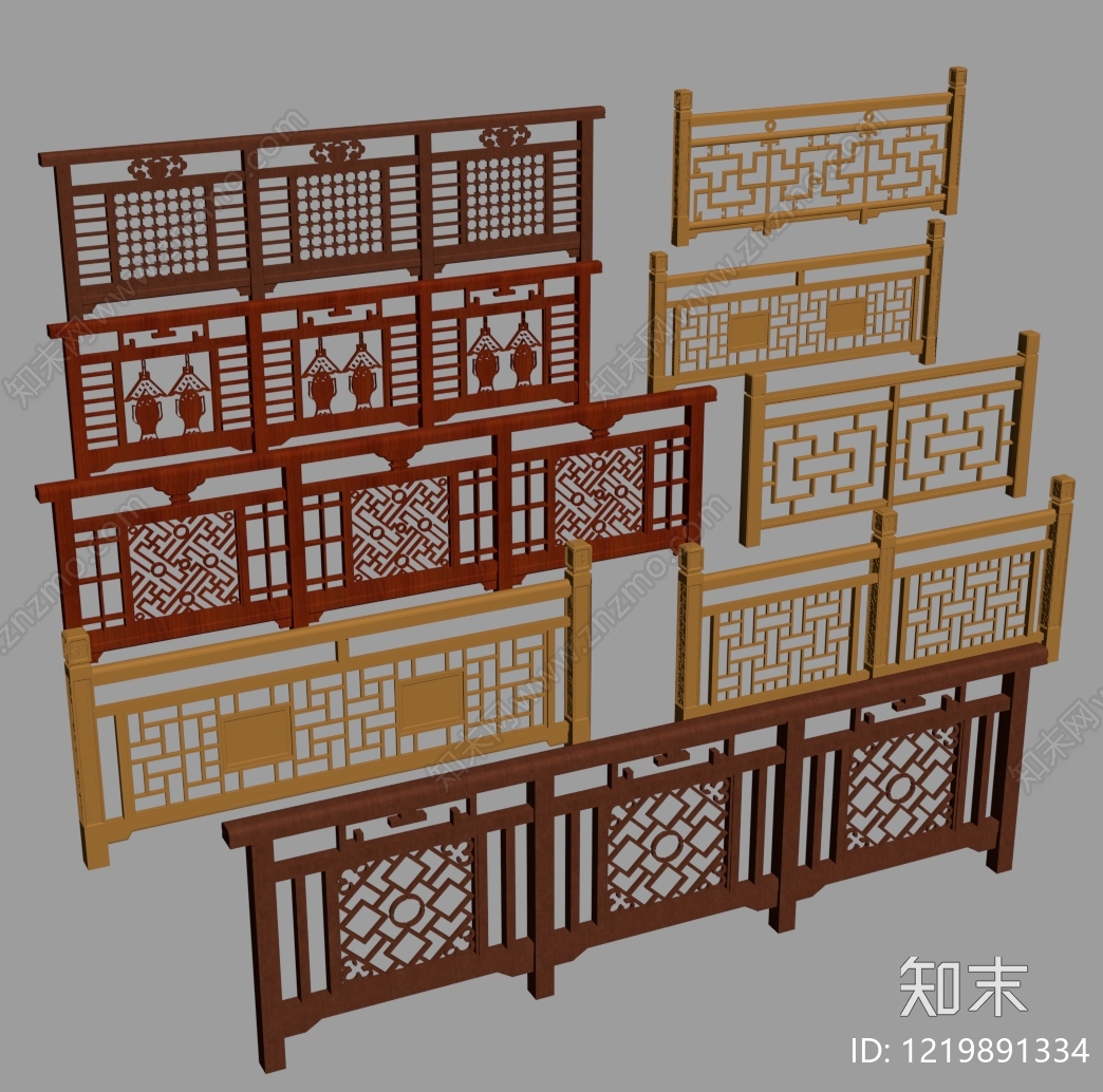 中式围栏护栏SU模型下载【ID:1219891334】