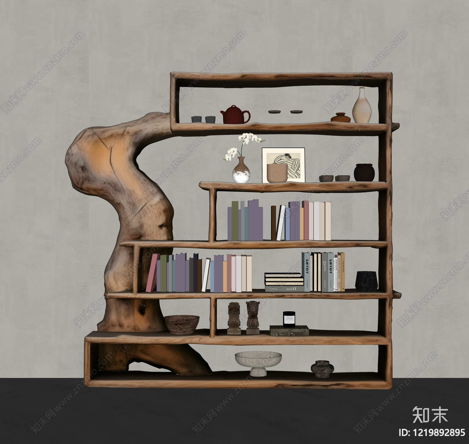 侘寂书架SU模型下载【ID:1219892895】