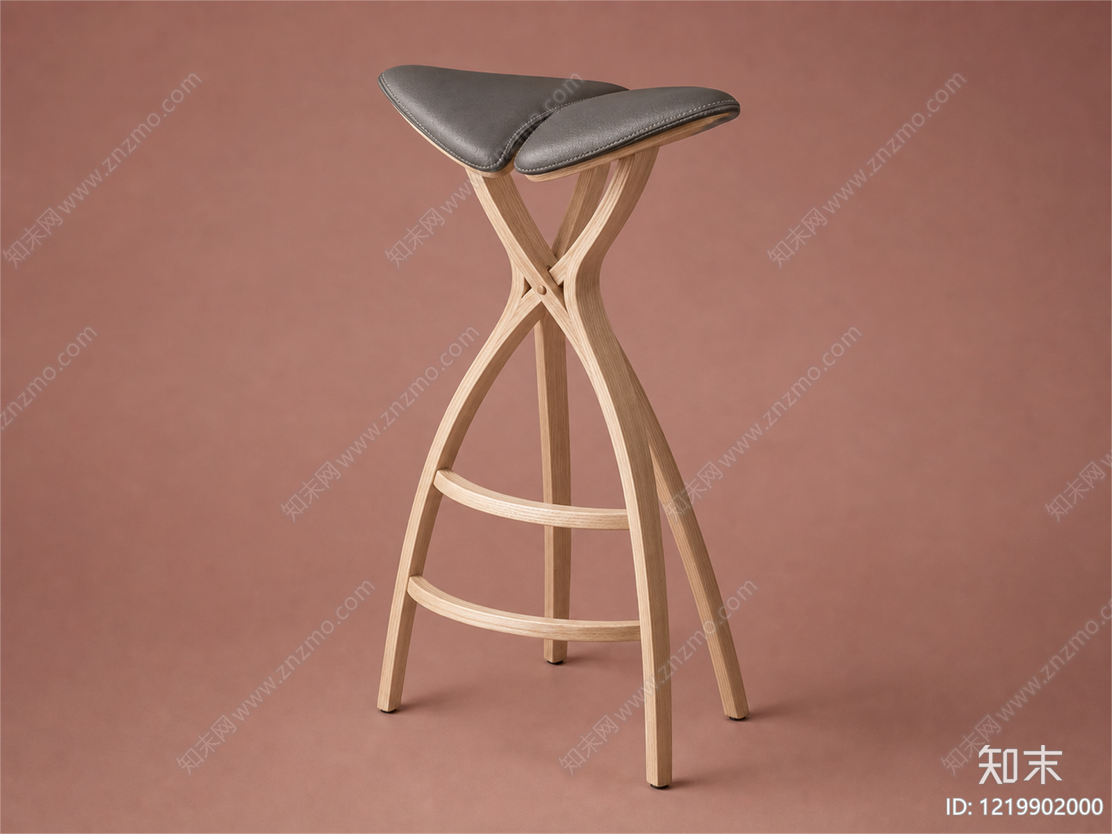 北欧吧凳3D模型渲染效果图
