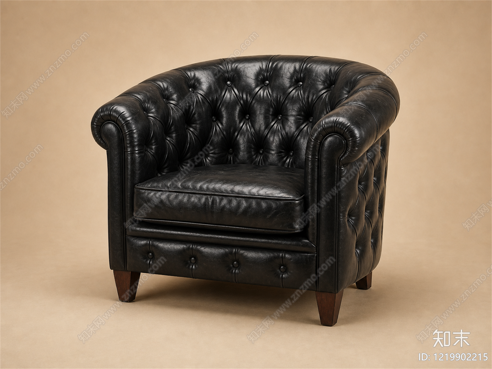 复古单人沙发3D模型下载【ID:1219902215】